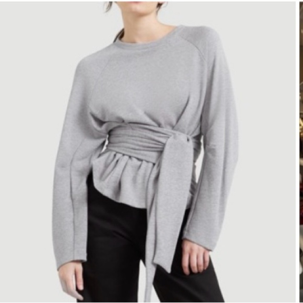 NWOT Modern Citizen Women’s Heather Grey Nara Tie Front Top in French Terry Fall